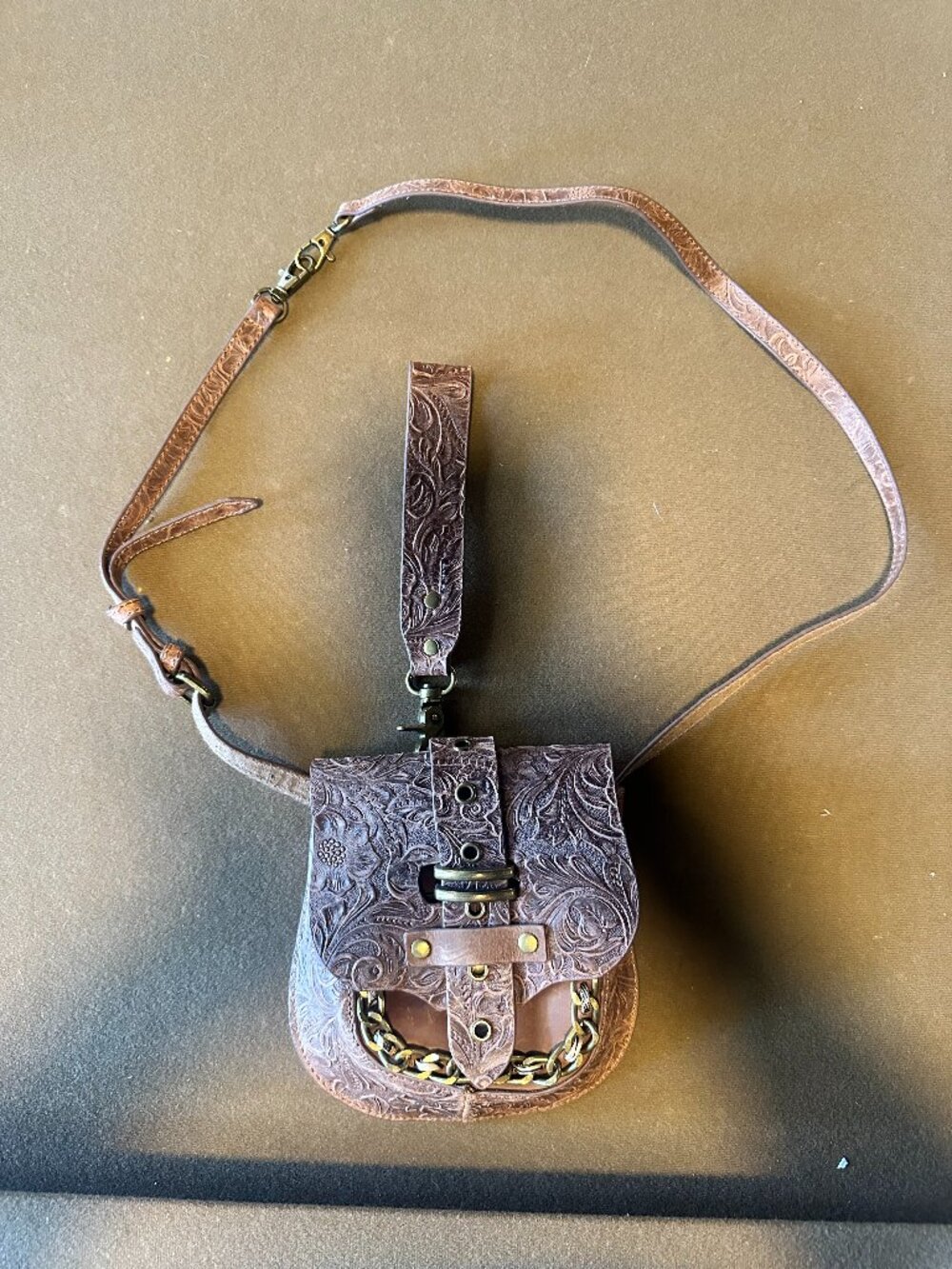 Boutique Tooled Vegan Leather Western Hip Belt Crossbody Bag